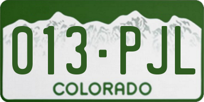 CO license plate 013PJL