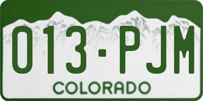 CO license plate 013PJM