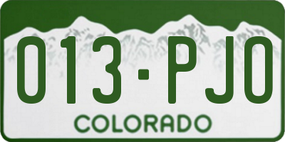 CO license plate 013PJO