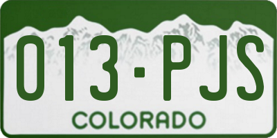 CO license plate 013PJS