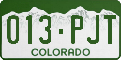 CO license plate 013PJT