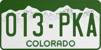 CO license plate 013PKA