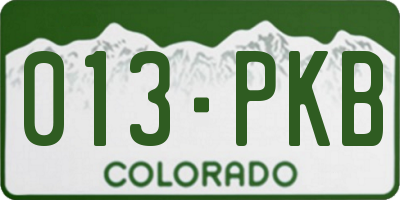 CO license plate 013PKB