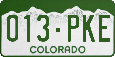 CO license plate 013PKE