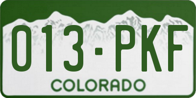 CO license plate 013PKF