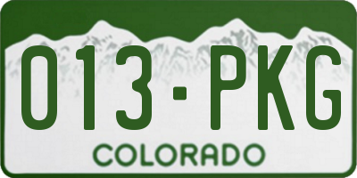 CO license plate 013PKG