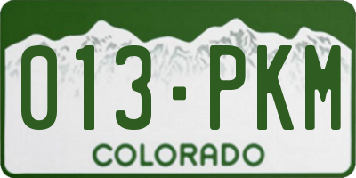CO license plate 013PKM