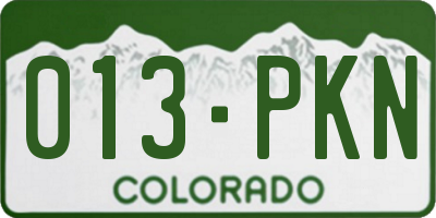 CO license plate 013PKN