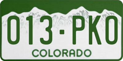 CO license plate 013PKO