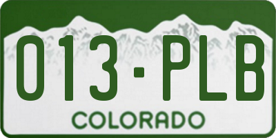 CO license plate 013PLB