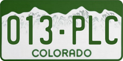 CO license plate 013PLC