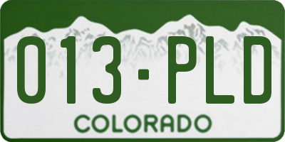 CO license plate 013PLD