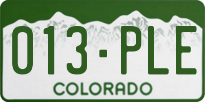 CO license plate 013PLE
