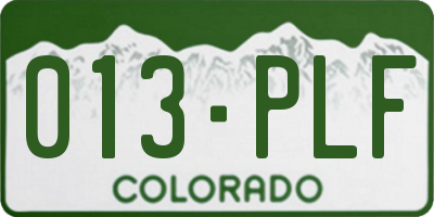 CO license plate 013PLF