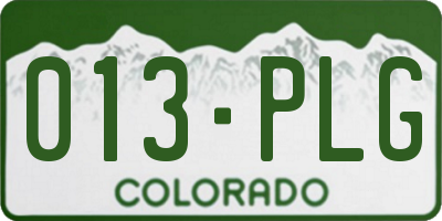 CO license plate 013PLG