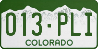 CO license plate 013PLI