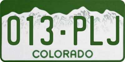CO license plate 013PLJ