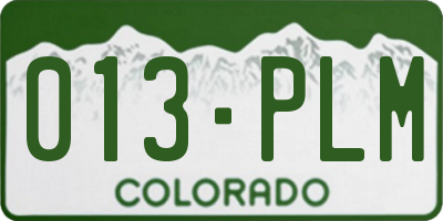 CO license plate 013PLM