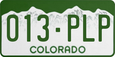 CO license plate 013PLP