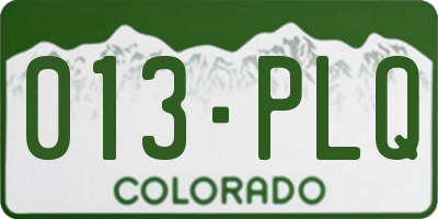 CO license plate 013PLQ