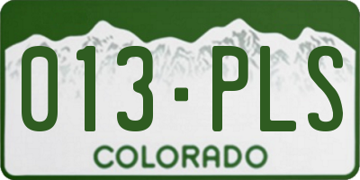 CO license plate 013PLS