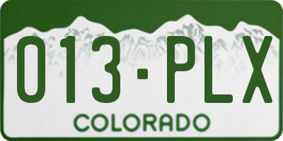 CO license plate 013PLX