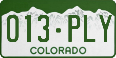 CO license plate 013PLY