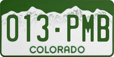 CO license plate 013PMB