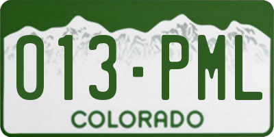 CO license plate 013PML