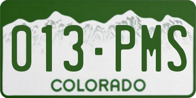 CO license plate 013PMS