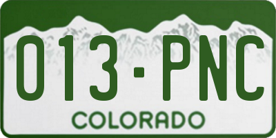 CO license plate 013PNC