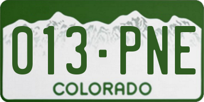 CO license plate 013PNE