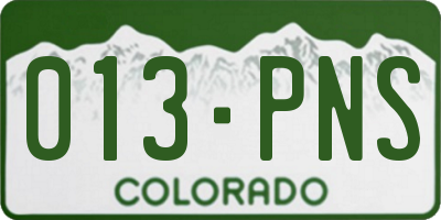 CO license plate 013PNS