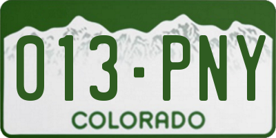 CO license plate 013PNY