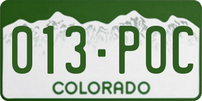 CO license plate 013POC