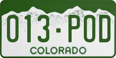 CO license plate 013POD