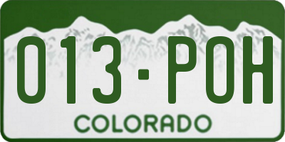 CO license plate 013POH