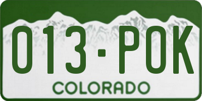 CO license plate 013POK