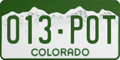 CO license plate 013POT