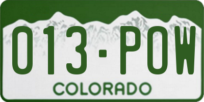CO license plate 013POW
