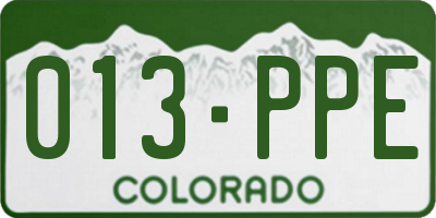 CO license plate 013PPE