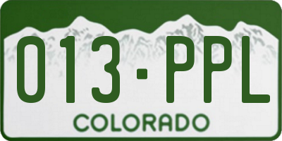 CO license plate 013PPL
