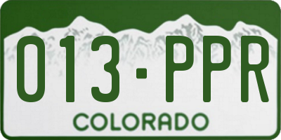 CO license plate 013PPR