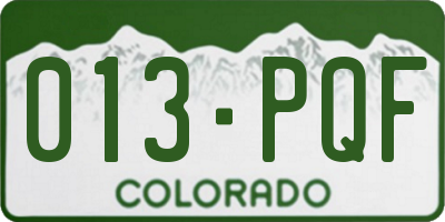 CO license plate 013PQF