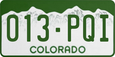 CO license plate 013PQI
