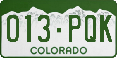 CO license plate 013PQK