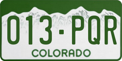 CO license plate 013PQR