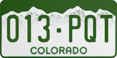 CO license plate 013PQT