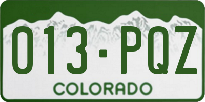 CO license plate 013PQZ
