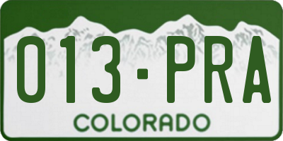 CO license plate 013PRA
